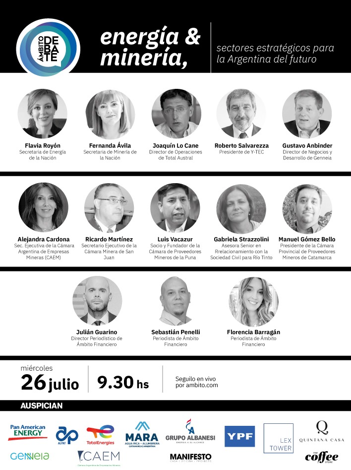Ámbito Debate presenta el primer evento conjunto de Energía y Minería Ámbito Debate presenta el primer evento conjunto de Energía y Minería