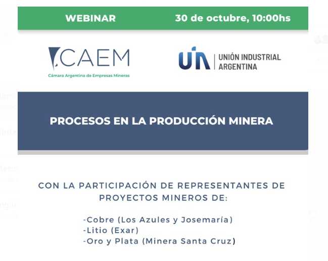 CAEM organiza un webinar sobre procesos en la producción minera CAEM organiza un webinar sobre procesos en la producción minera