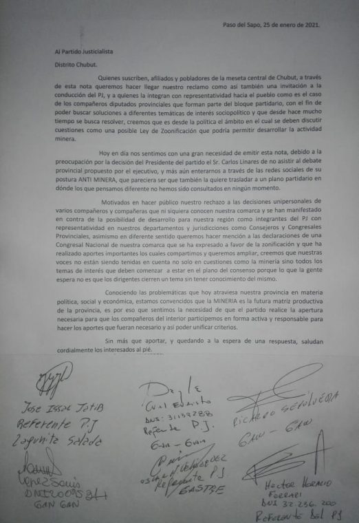 Chubut: dirigentes del PJ rechazaron postura de la conducción provincial Chubut: dirigentes del PJ rechazaron postura de la conducción provincial