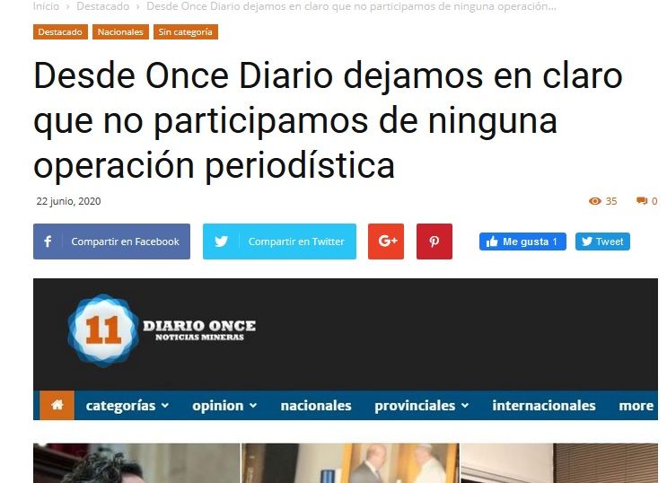 Desde Once Diario agradecemos el apoyo recibido tras querernos involucrar en una operación periodística Desde Once Diario agradecemos el apoyo recibido tras querernos involucrar en una operación periodística