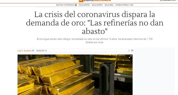 El presidente de SEMPI valora el impacto de la crisis del coronavirus en el mercado del oro El presidente de SEMPI valora el impacto de la crisis del coronavirus en el mercado del oro