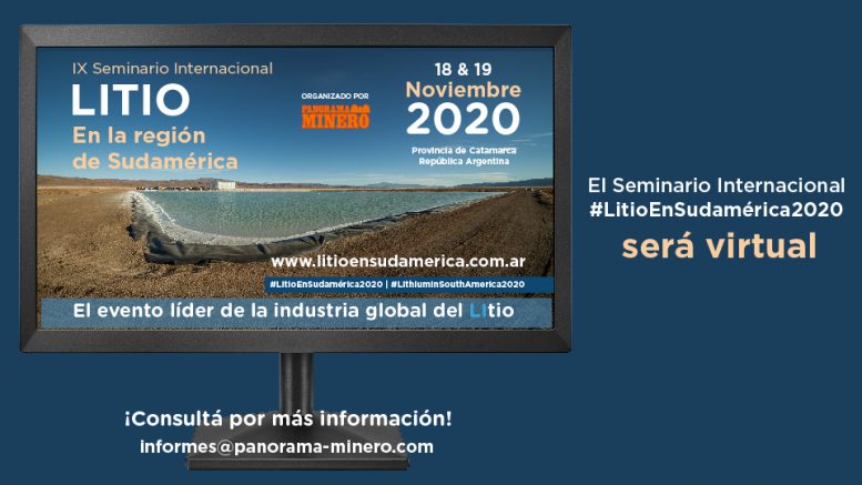 El "Seminario Internacional de Litio en Sudamérica 2020" definió modalidad y fecha: será virtual, el 18 y 19 de noviembre