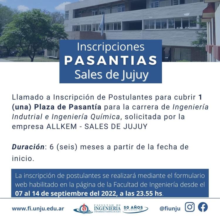 Jujuy: Desde la Universidad Nacional informan sobre las Inscripciones a Pasantía - Allkem - Sales de Jujuy Jujuy: Desde la Universidad Nacional informan sobre las Inscripciones a Pasantía - Allkem - Sales de Jujuy