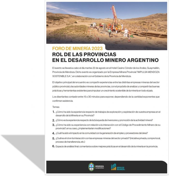 Mendoza organiza un foro de minería sustentable que reunirá a todas las provincias Mendoza organiza un foro de minería sustentable que reunirá a todas las provincias
