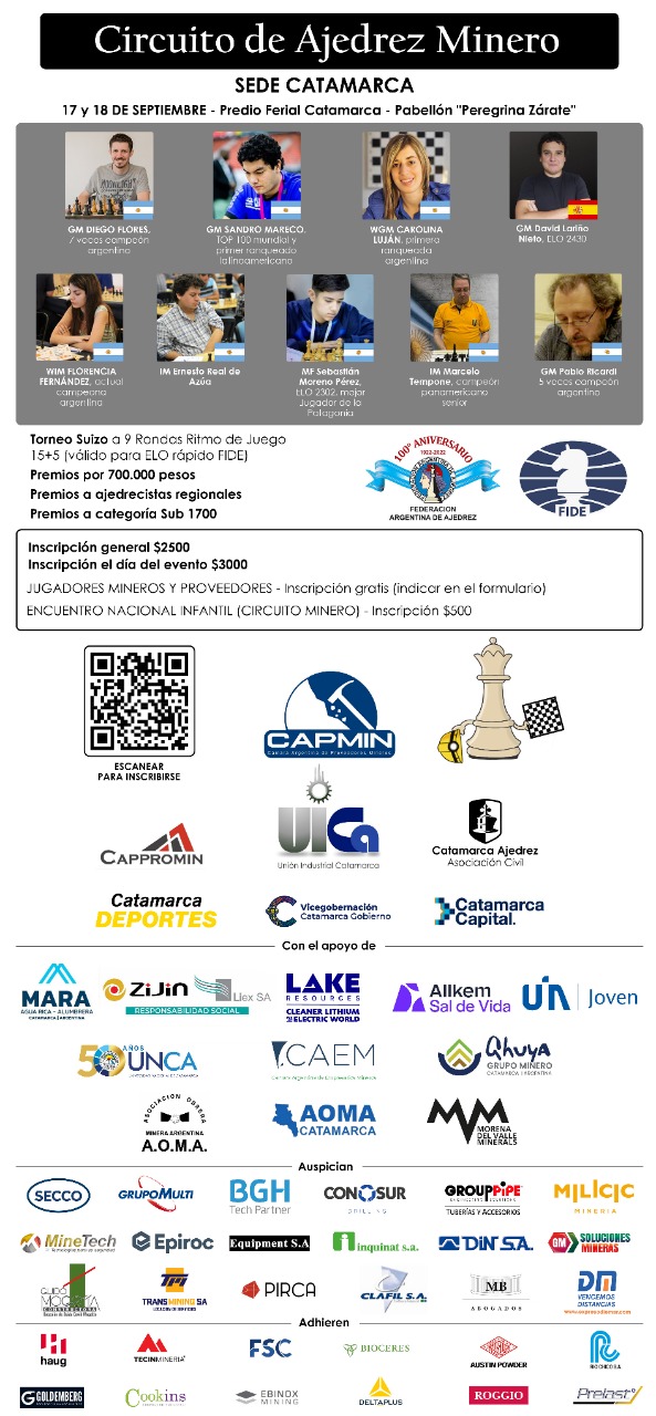 Nace el Circuito Minero de Ajedrez y Catamarca es la primera sede. Nace el Circuito Minero de Ajedrez y Catamarca es la primera sede.