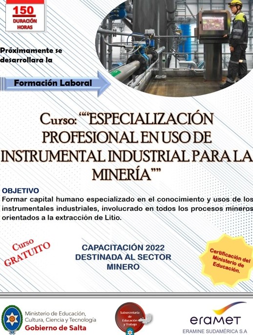 Salta: Curso de especialización profesional en uso de instrumental industrial para la minería Salta: Curso de especialización profesional en uso de instrumental industrial para la minería