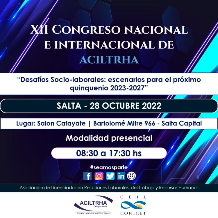 Salta: Llega el Congreso Nacional e Internacional de ACILTRHA Salta: Llega el Congreso Nacional e Internacional de ACILTRHA