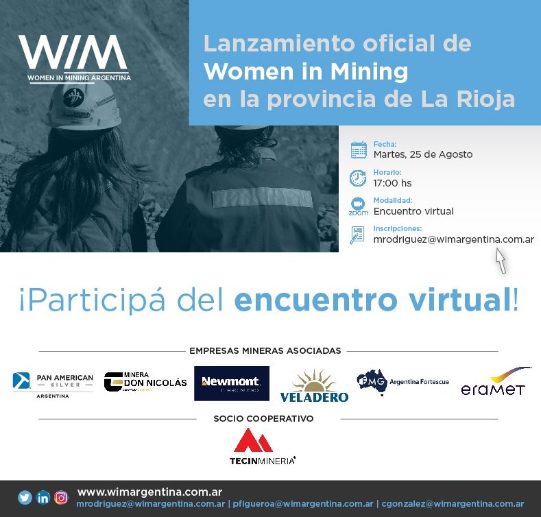 Este martes se realizará el lanzamiento oficial de Women in Mining en la provincia de La Rioja Este martes se realizará el lanzamiento oficial de Women in Mining en la provincia de La Rioja